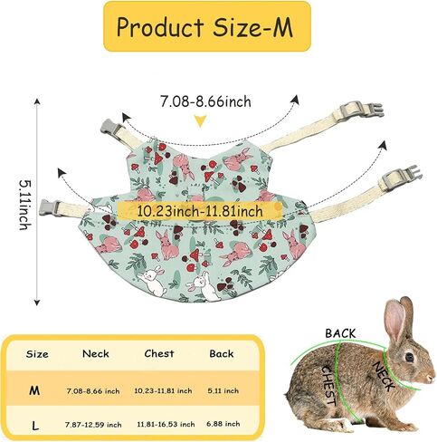 2Pcs Rabbit Harness and Leash Set Soft Adjustable Clothes for Bunny Guinea Pigs Chinchillas Small Pets Walking Harness Small Rabbits Outdoor Camping Hiking Training (M) in Saudi Arabia