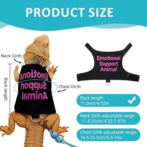 Bearded Dragon Lizards Clothes with Leash Set - Cute Lizard Reptile Small Animal Adjustable Harness Clothes for Walking Outdoor Security Costume Photo Prop(Pink in Kuwait