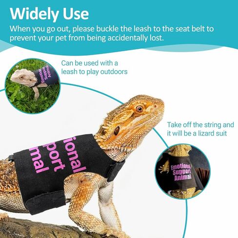 Bearded Dragon Lizards Clothes with Leash Set - Cute Lizard Reptile Small Animal Adjustable Harness Clothes for Walking Outdoor Security Costume Photo Prop(Pink in Kuwait