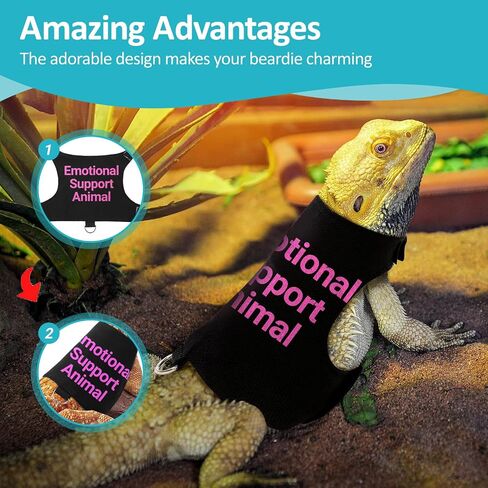 Bearded Dragon Lizards Clothes with Leash Set - Cute Lizard Reptile Small Animal Adjustable Harness Clothes for Walking Outdoor Security Costume Photo Prop(Pink in Kuwait