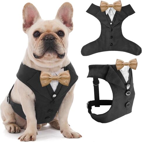 Dog Tuxedo for Wedding Outfit, Dog Suit and Tie Costumes for Birthday, Halloween, Cosplay, Christmas Party, Pet Formal Wear with Bowtie, Tux for Medium Large Dogs, Bulldog, Labrador, Husky in Kuwait