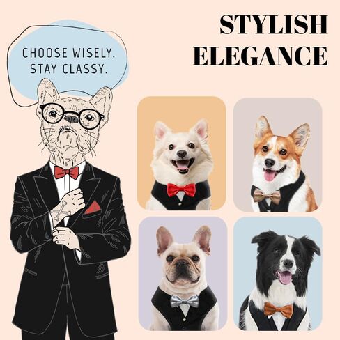Dog Tuxedo for Wedding Outfit, Dog Suit and Tie Costumes for Birthday, Halloween, Cosplay, Christmas Party, Pet Formal Wear with Bowtie, Tux for Medium Large Dogs, Bulldog, Labrador, Husky in Kuwait