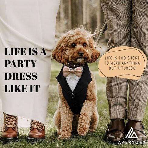 Dog Tuxedo for Wedding Outfit, Dog Suit and Tie Costumes for Birthday, Halloween, Cosplay, Christmas Party, Pet Formal Wear with Bowtie, Tux for Medium Large Dogs, Bulldog, Labrador, Husky in Kuwait