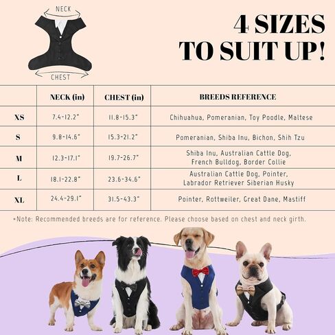Dog Tuxedo for Wedding Outfit, Dog Suit and Tie Costumes for Birthday, Halloween, Cosplay, Christmas Party, Pet Formal Wear with Bowtie, Tux for Medium Large Dogs, Bulldog, Labrador, Husky in Kuwait