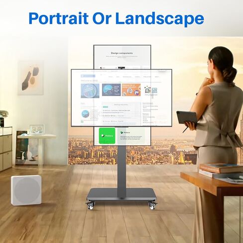 Mobile TV Cart Rolling TV Stand for 26 to 65 Inch TVs, Landscape to Portrait Rotating, Height Adjustable Portable Floor TV Stand with Locking Wheels Hold Up to 110 Lbs Max VESA 400x400mm in Kuwait