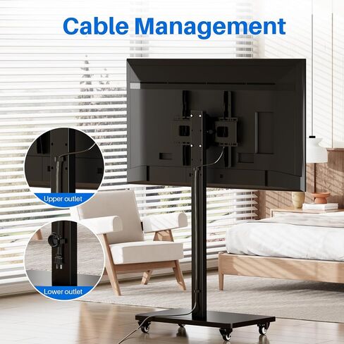 Mobile TV Cart Rolling TV Stand for 26 to 65 Inch TVs, Landscape to Portrait Rotating, Height Adjustable Portable Floor TV Stand with Locking Wheels Hold Up to 110 Lbs Max VESA 400x400mm in Kuwait