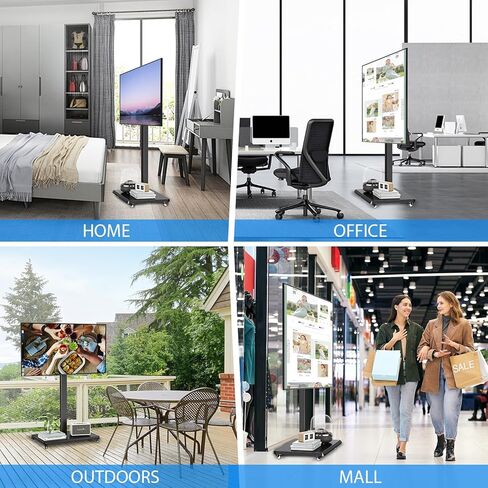 Mobile TV Cart Rolling TV Stand for 26 to 65 Inch TVs, Landscape to Portrait Rotating, Height Adjustable Portable Floor TV Stand with Locking Wheels Hold Up to 110 Lbs Max VESA 400x400mm in Kuwait