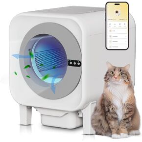 [Meowra] صندوق القمامة القطط الذاتي ، سعة 75L XL (48x55x61cm) ، التحكم في تطبيق WiFi ، مرحاض Cat التلقائي بدون رائحة مع أكياس الجراج