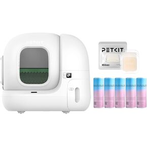حزمة من Petkit Puramax 2 مربع القمامة الأوتوماتيكي للتنظيف الذاتي ، مربع القمامة التحكم في التطبيق + 5 أكياس نفايات استبدال Rolls + 3 حزم N50 2.0 مزيل الرائحة