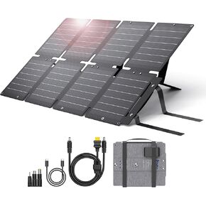 BigBlue 60W Portable Compact Solar Panel with PD 45W USB-C, 20W USB-A, DC Ports for Power Stations, Cellphones, Power Banks, Tablets, IP68 Waterproof, Foldable Camping Solar Charger with Kickstand