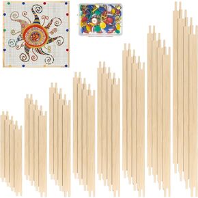 12 Sets Needlepoint Stretcher Bar Set, 6 Sizes Stretcher Bars for Needlework Art Supplies Wooden Canvas Stretcher Bar Set with 100 Pins Regular Stretcher Bars for Needlepoint Frame Set