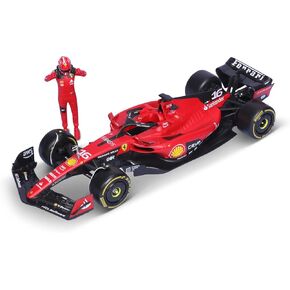 Bburago 1:24 2023 Ferrari SF-23 Die-Cast Car w/ Figure, Leclerc #16, Red