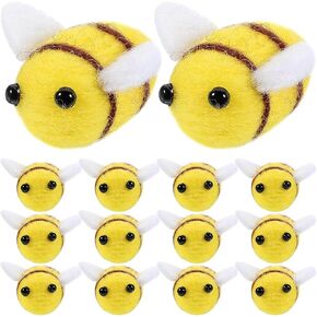 Exceart 24pcs صوف شعرت بزخارف نحلة طعمة ، وملحقات DIY النحل الأصفر اللطيف للحفلات ، ودش الطفل ، والحضانة ، والملابس ، والمشاريع الحرفية