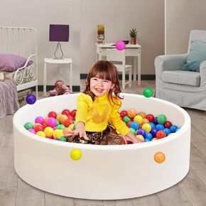 حفرة كرة الرغوة للأطفال الصغار ، 47.2 "Soft Memory Sponge Baby Ball Pith Playpen Ball Ball for Babies for Girls ، White (غير متضمنة)