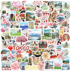 120 Pcs Japanese Stickers, Japan Japanese Birthday Party Decorations, Japan Themed Party Favors, Vinyl Waterproof Stickers for Journals Scrapbook Water Bottle Laptop