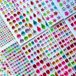 3165pcs Gemstone Sticker Crystal Crystal - المجوهرات اللاصقة الذاتي ، مستلزمات الأطفال الحرف اليدوية ، الأشكال ، المجوهرات ملصقات الأحجام ، إجمالي 14 ملصقًا.