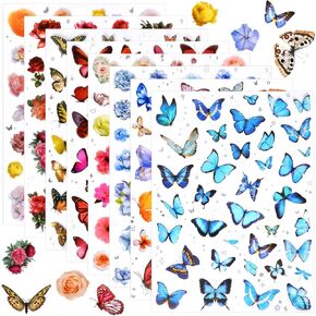 266 PCS Scrapbook Stickers ، Flower Butterfly Kit for Junk Journal ، Bullet Prolanners ، Comptop ، DIY Crafts ، for Diary and Malendars ， stickers precut