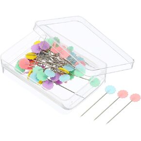 PATIKIL Sewing Pins, 50 Pcs 1.5" Straight Pin with Flower Head for Dressmaker, Sewing, Jewelry DIY, Decoration, Multicolor