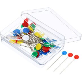 PATIKIL Sewing Pins, 50 Pcs 2" Straight Pin with Flower Head for Dressmaker, Sewing, Jewelry DIY, Decoration, Multicolor