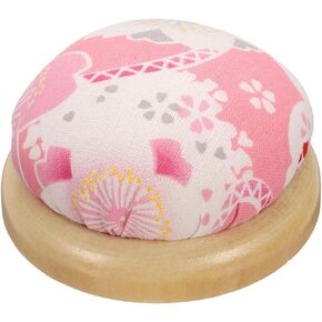 HARFINGTON Pin Cushion Wooden Base Japanese Style Round Pincushion Needle Holder for Sewing Quilting Needlework DIY Crafts, Pink Floral Style in Kuwait