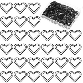 100 PCS Love Heart على شكل قلب مقاطع صغيرة ، مشابك أوراق معدنية من الفولاذ المقاوم للصدأ ، مقاطع ورقية القلب ، الدبوسات الورقية اللطيفة السوداء للوثيقة ، ملاحظة ، زفاف ، الحرف اليدوية