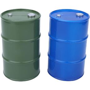 Mini Oil Barrel, Metal Blue Green Drum for 1/10 RC Crawler, 2PCS Simulation Metal Mini Oil Drum Container Decoration (Blue Green)