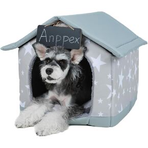 ANPPEX Small Dog House داخلي ، M IDIOR COG House للكلاب الصغيرة والقطط ، سرير الكلب المغطى مع وسادة ، رمادي