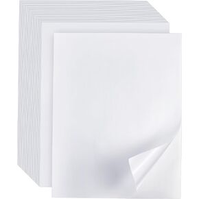 30 Sheets Full Sheet Label Sticker Paper, 8.5" x 11" White Blank Printable Sticker Paper for Laser Inkjet Printer, Matte Full Sheet Label Paper Self Adhesive Sticker Sheets