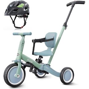 newyoo Toddler Tricycle with Helmet, Toddler Bike, Tricycles for 1-3 Year Olds, Kids Bike Helmet for 1-5 Year Olds, Green
