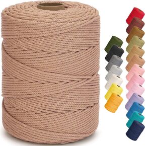 Macrame Cord 4mm x 328yards Natural Cotton Cord Colored Macrame Rope Macrame Supplies Macrame Cotton Rope Soft Craft Rope Macrame Yarn for Plant Hanger Hanger Dreamcatcher