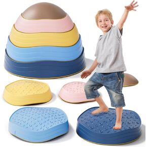 Stepping Stones for Kids ، Stones Non Slip Balance Stones للأطفال الصغار 3-5 ، والأرضية هي لعبة الحمم ، وألعاب الدورة الداخلية والخارجية.