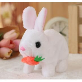 Interactive Bunny Realistic Bunny - Jumping, Twitching and Shaking Ears, with Carrot (Brown)