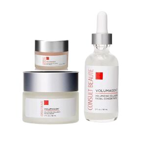 استشر Beaute Volumagen Trio Care Skin Care for Plumper و Smoother Skin - الكولاجين ، وحمض الهيالورونيك والسيراميد - دكتور صاغ للوجه والرقبة والعينين - رطوبة تعزيز للبشرة المتوهجة