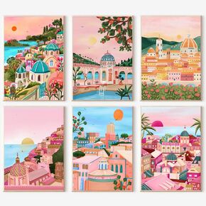 Fotasmua 6 Packs Paint by Numbers Kits for Adults, Cityscape DIY Oil Painting Paint by Number Kits on Canvas, Easy Acrylic Adults Paint by Number Kit for Home Wall Decor 9.8 X 13.8 Inch