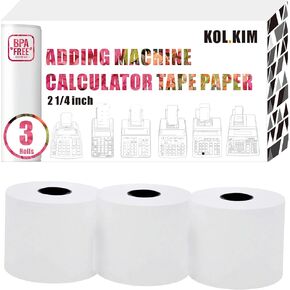 Adding Machine Paper Rolls 2 1/4 inch for Sharp EL-1197PIII EL-1801V Calculator Paper Rolls 2 1/4 for Canon P23-DHV MP11DX-2 Calculator Tape Rolls (Calculator Tape, 2 1/4" x 150')