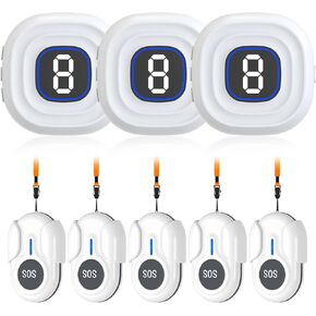 CallToU Wireless Caregiver Pager Call Button, Elderly Monitoring System Call Bell for Home/Personal Attention Pager 600ft Range, 55 Ringtone with 2 Alert Button and 2 Receivers