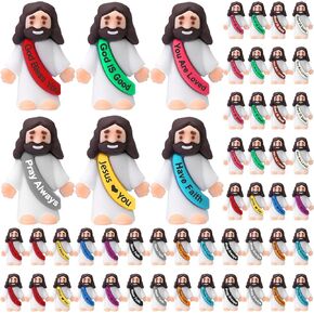 Bememo 50 Pcs Little Jesus Figures Original Design Easter Mini Jesus Figures Rubber Jesus Toys to Hide and Seek Sunday School Baptism Gifts Stuffers Religious Party Favors Easter Egg Stuffers