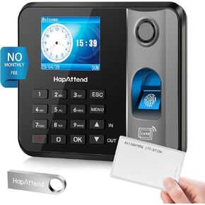 حزمة الوقت على مدار الساعة مع 15 بطاقة RFID ، 0 الرسوم الشهرية مستقلة الحضور الحيوية الحضور آلة الحضور مع بصمات الأصابع ، RFID والدبوس
