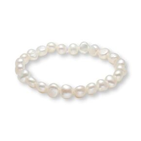 VN Jewelry 7-8mm White Freshwater Cultured Baroque Pearl Elasticated Bracelet (Length 19cm/ 7.5")