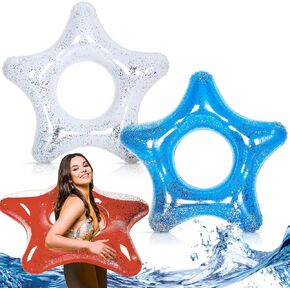American Stars Pool Float Inflatable Pool Float Filled with Stars Confetti 4th of July Toys Patriotic Swimming Rings Floating Lounger for Summer Party Independence Day Decoration in Kuwait