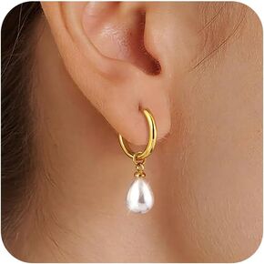 Gold Earrings for Women Trendy： Bow Earrings 14k Gold Plated Dainty Drop Pearl Earrings Hypoallergenic Earrings Stud Cute Sparkly Diamond Hoop Earrings Gold Jewelry for Women