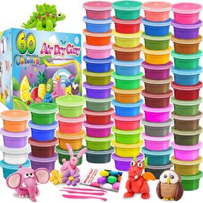 Essenson Air Dry Clay 60 لونًا ، طين نمذجة للأطفال ، DIY صب Magic Clay for with tool