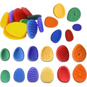 12PCS Random Color Fidget Toys Sensory Stone for Kids，Textured Soft Worry Stone for Autism Kids Calming - Fidget Stress Toys for Students Anxiety Relief - Small Prizes Fidget Toys