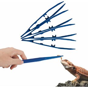 4-Pack Reptile Feeding Tongs Set - Hygienic Anti-Slip Blue Tweezers for Bearded Dragons, Lizards, Snakes, Aquariums & Small Animals