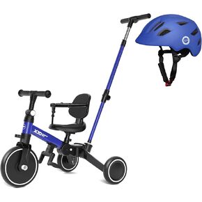 XJD Toddler Bike, 6 in 1 Multifunctional Tricycle for 1-4 Year Olds with Helmet, Adjustable Skateboard Helmet, Parent Steering Handle