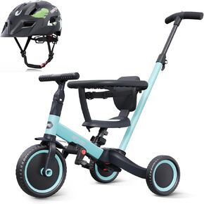 newyoo Toddler Tricycle with Helmet, Toddler Bike, Tricycles for 1-3 Year Olds, Kids Bike Helmet for 1-5 Year Olds, Blue