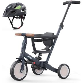 newyoo Toddler Tricycle with Helmet, Toddler Bike, Tricycles for 1-3 Year Olds, Kids Bike Helmet for 1-5 Year Olds, Dark Grey