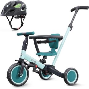 newyoo Toddler Tricycle with Helmet, Toddler Bike, Tricycles for 1-3 Year Olds, Kids Bike Helmet for 1-5 Year Olds, Green