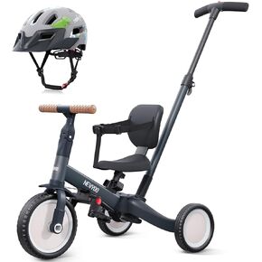 newyoo Toddler Tricycle with Helmet, Toddler Bike, Tricycles for 1-3 Year Olds, Kids Bike Helmet for 1-5 Year Olds, Dark Grey
