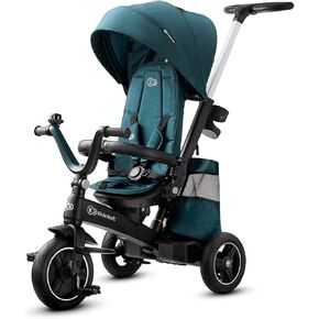 Kinderkraft EASYTWIST Trycicle for Kids Toddlers, Trike 5-in-1, Swivel seat 360° Rotation, Waterproof Material with UPF50+ Filter, Adjustable Parent Handle, Gray